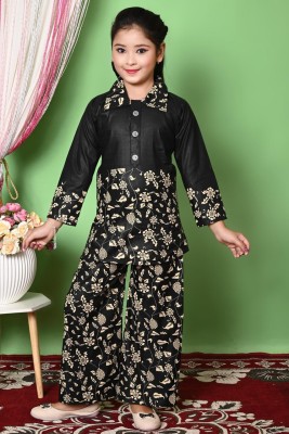 FIRST DREAM Girls Casual Kurta and Pyjama Set(Black Pack of 1)