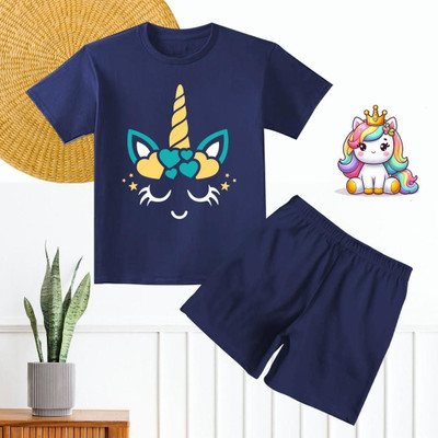 DODODEEKIDS COLLECTION Baby Boys & Baby Girls Casual T-shirt Shorts(Navy 1)