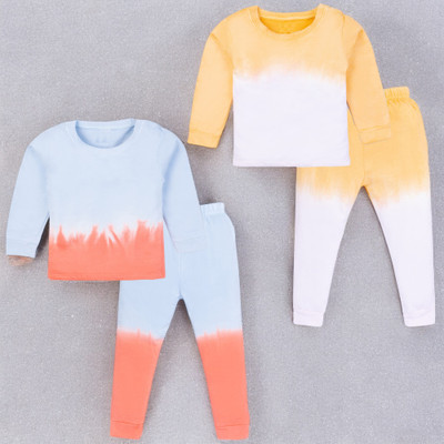 Guti Boys & Girls Casual T-shirt Pyjama(SkyBlue&Red, Yellow&White)