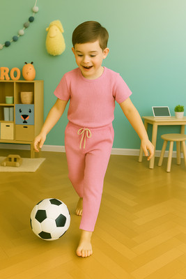 LILASTEX Boys & Girls Casual T-shirt Pant(Pink)