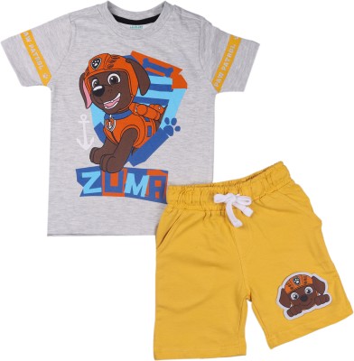 LIL GLORY Baby Boys Casual T-shirt Shorts(Grey & Yellow)