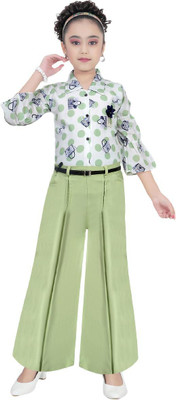 CLOTH ADDA Girls Casual Top Pant(Green)