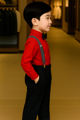 HV CREATION COLLECTION Baby Boys Party(Festive) Shirt Pant(Red)