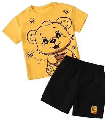 Show In Style Baby Girls Casual T-shirt Trouser(Yellow)