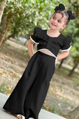 Ethzy Girls Casual Top Pant(Black)