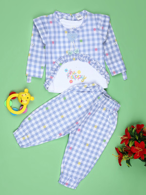 V-MART Baby Girls Casual Top Pant(Sky Blue)