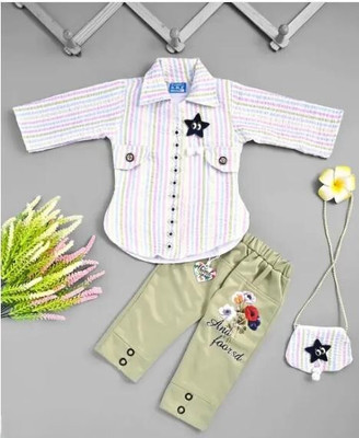 S R F Girls Party(Festive) Shirt Pant(GREEN)