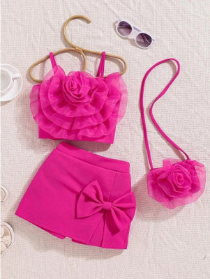 DRITI Baby Girls Party(Festive) Top Skirt(DEEP PINK)