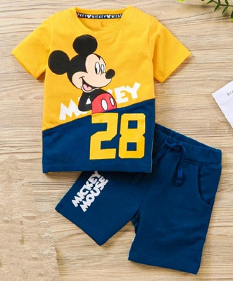 SANWARIA CLUB Boys Casual T-shirt Shorts(mustard)