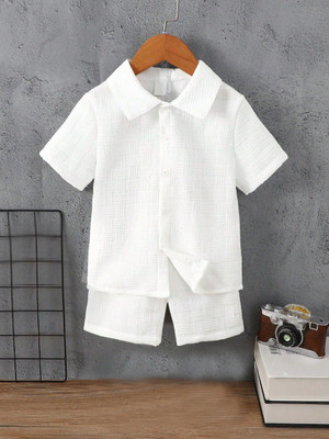 Ruturaj Baby Boys Casual Shirt Shorts(WHITE)