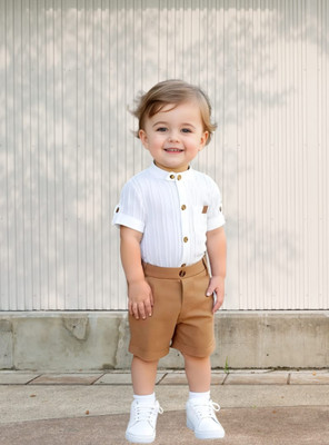 RIYANSHI Boys Casual Shirt Pant(Brown)