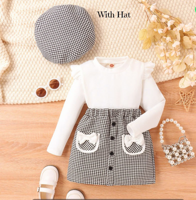 SMYLEKIDSBABYCLOTHES Baby Girls Casual Skirt Cap(White +Grey)