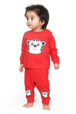Ariel Baby Boys & Baby Girls Casual T-shirt Pant(Red)