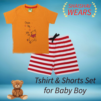 ShreyashCollection Baby Boys Casual T-shirt Shorts(Mustard)