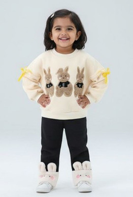 mikaboo Baby Girls Party(Festive) Sweatshirt Sweatpant(Ivory, Black)