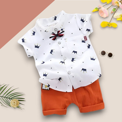 PROVOGUE Baby Boys & Baby Girls Party(Festive) Shirt Shorts(ROYAL TAJ_WHITE)