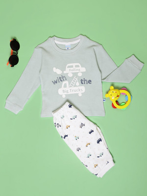 V-MART Baby Boys Casual T-shirt Pyjama(Light Green)