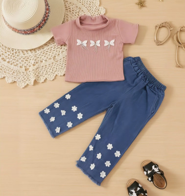 ZSTARSTYLE Girls Party(Festive) Top Jeans(Pink)