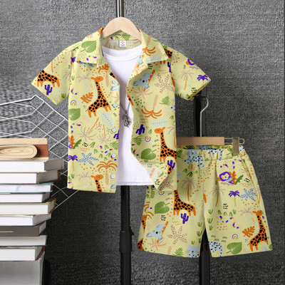 JANKI FASHION Boys & Girls Casual Shirt Shorts(YELLOW)