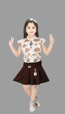 HouseOfCommon Baby Girls Party(Festive) Top Skirt(Biscuit)