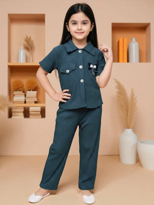 R RAI FASHION Baby Girls Casual Shirt Pant(Neel Samundar)