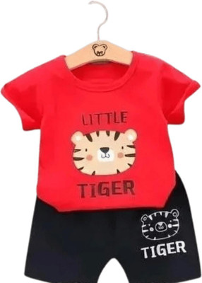 SRP COLLECTION Baby Boys & Baby Girls Casual T-shirt Shorts(Red/Black)