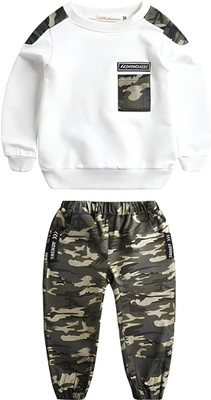 ANIKA CREATIONN Boys Casual T-shirt Pant(WHITE)