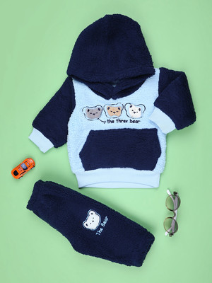 V-MART Baby Boys Casual T-shirt Pyjama(Navy Blue)