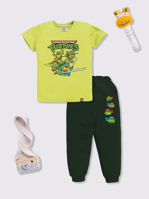 YK X Minute Mirth Boys & Girls Minnions Casual T-shirt Pant(Green)