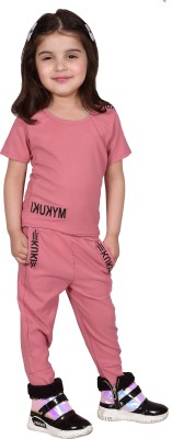 MTKUKI Girls Casual T-shirt Track Pants(Pink)