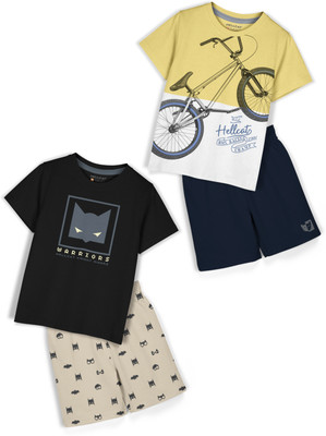 Hellcat Girls Casual T-shirt Shorts(Black2/Mustard2)