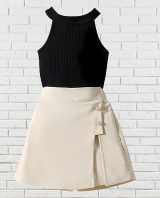 MENVVY FAB Baby Girls Party(Festive) Top Shorts(BLACK)