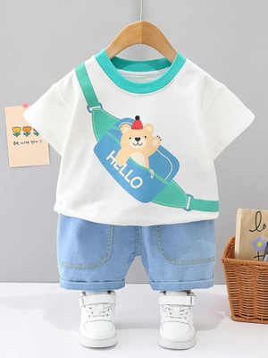 Googogaaga Baby Boys Casual T-shirt Shorts(White)