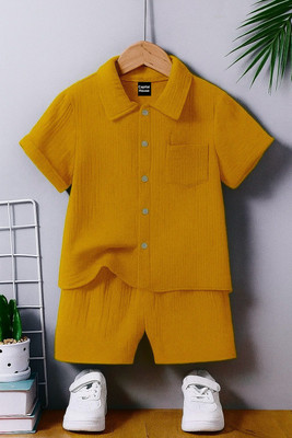 Clothes Shop Baby Boys Casual Shirt Shorts(Yellow)