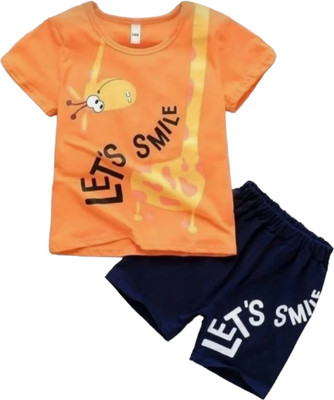 SANWARIA CLUB Baby Boys Casual T-shirt Shorts(ORANGE)