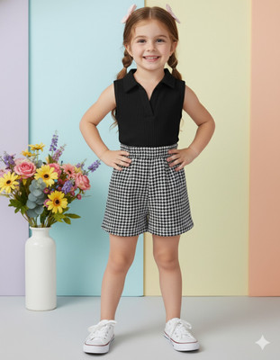 AR KIDSWEAR Baby Girls Casual Top Pant(BLACK)
