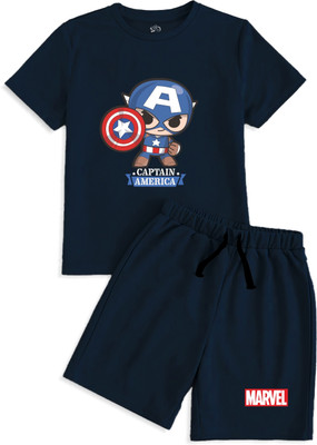 x2o Baby Girls Casual T-shirt Shorts(Avenger navy blue)