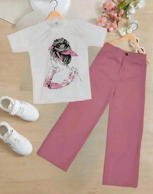 TarrenT HunT Girls Casual T-shirt Pant(Pink)