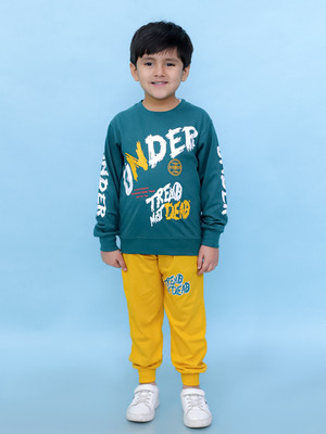Chandrika Boys Casual T-shirt Track Pants(BOTTLEGREEN)