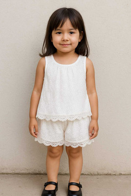 Sakib Dresses Baby Girls Dora Party(Festive) Top Shorts(White)