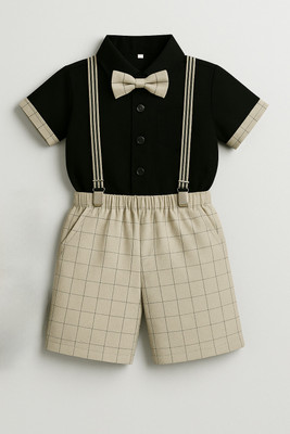 Fabmytra Baby Boys & Baby Girls Party(Festive) Shirt Shirt, Shorts, Belt(Grey)
