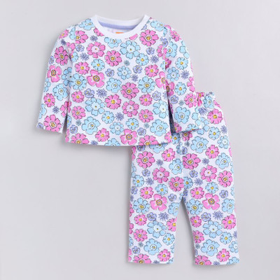 Snuggly Monkey Girls Casual Top Pyjama(WHITE)