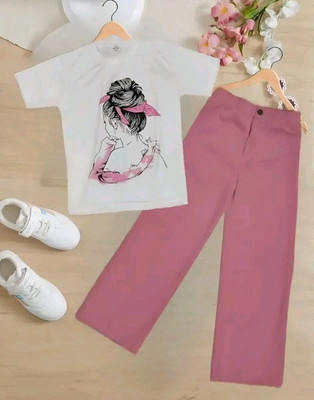TarrenT HunT Girls Casual T-shirt Pant(Pink)