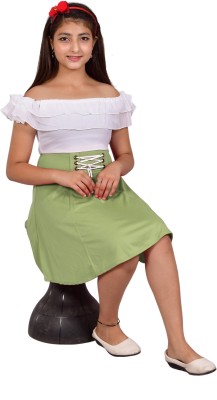 MTKUKI Girls Casual Top Skirt(Light Green)