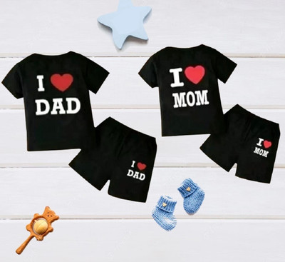 OSAMWEAR Baby Boys & Baby Girls Casual T-shirt Shorts(Black)