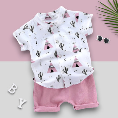 LittleRebel Baby Boys & Baby Girls Casual Shirt Shorts(CLASSIC_PINK)