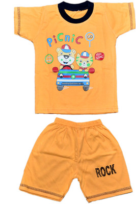 TRITI Baby Boys & Baby Girls Casual T-shirt Shorts(Beige)