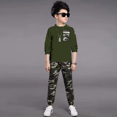HouseOfCommon Boys Party(Festive) Sweatshirt Track Pants(Green)