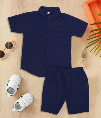 Hitanshi creation Boys & Girls Casual Shirt Pant(NAVI BLUE)