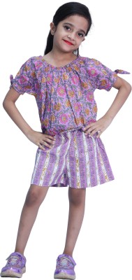 FineThreads Girls Casual Top Shorts(Multicolor)